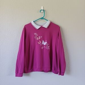 Pink Long Sleeve Top with Embroidered Design